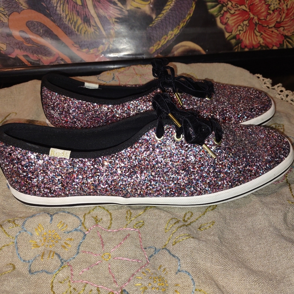 Keds x Kate Spade New York Pink Glitter Sneaker Multi-Color Size  9